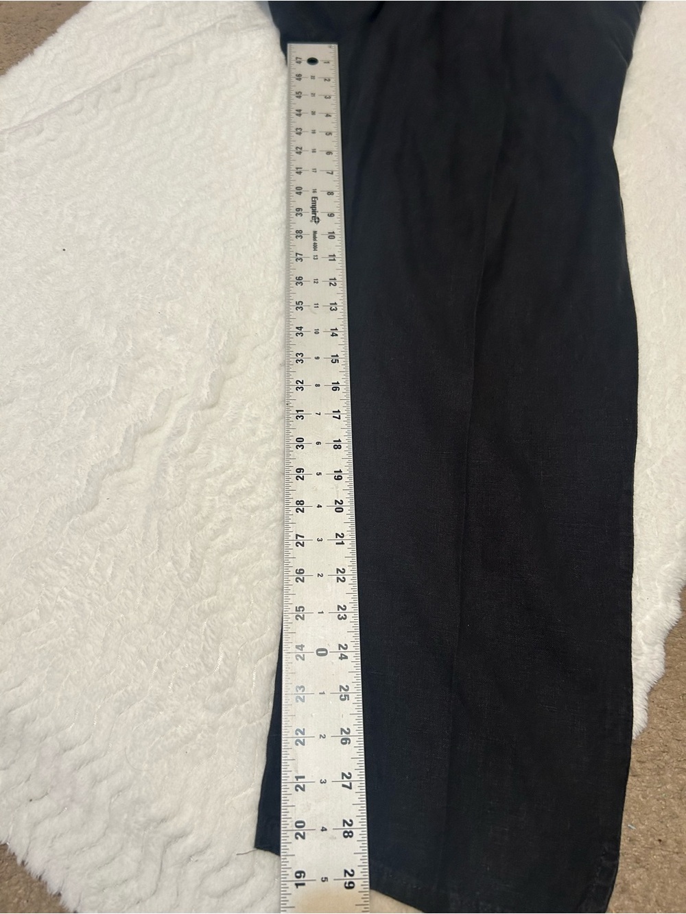 FLAX 100% Linen Elastic Waist Pants Black Size Large Lagenlook - Picture 6 of 8